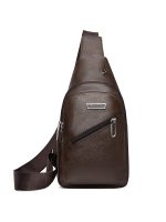 Men Fashion Casual Solid Color Soft Leather Business Chest Bag - Image 10
