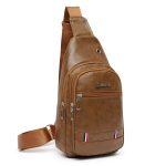 Wholesale Men Fashion Casual Commuter PU Double Layer Chest Bag - Image 10