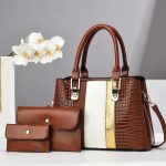 Wholesale Women Fashion Casual Bright Stone-Print Large Capacity PU Handbag Three-Pice Set - Image 6