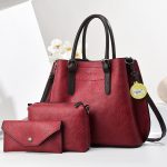 Women Retro Casual Solid Color Soft PU Handbag Three-Piece Set - Image 2