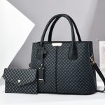 Wholesale Women Fashion Casual Rhombus Printed Large Capacity Handbag Two-Piece Set - Image 6