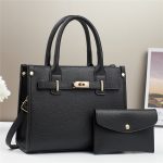 Women Fashion Casual Solid Color Large Capacity Handbag Two-Piece Set - Image 6