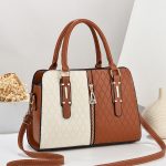Wholesale Women Fashion Colorblock Large Capacity Zipper Handbag - Image 2
