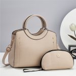 Wholesale Women Fashion Casual Solid Color Bag Large Capacity Handbag Two-Piece Set - Image 7