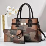 Wholesale Women Fashion Casual Bag Stitching Large-Capacity Handbag Three-Piece Set - Image 6