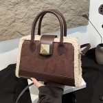 Women Fashion Retro Splicing Plush Handbag - Image 9