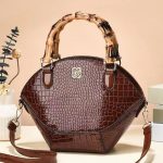 Women Fashion Retro Crocodile Pattern Bamboo Handbag - Image 10