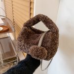 Wholesale Women Fashion Cute Solid Color Fluffy Plush Handbag - Image 2