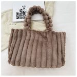 Wholesale Women Fashion Solid Color Plush Large Capacity Square Tote Bag - Image 7