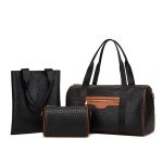 Wholesale Simple Solid Color Bag Large Capacity Handbag Three-Piece Set - Image 6