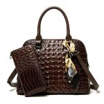 Women Fashion Casual Bag Gradient Crocodile Pattern Handbag Two-Piece Set - Image 7