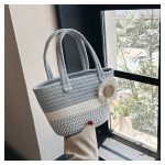 Wholesale Summer Women Casual Vacation Straw Woven Bow Floral Handbag - Image 9