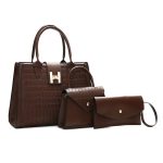 Wholesale Women Fashion Casual Solid Color Bag Stone Pattern Handbag Three-Piece Set - Image 8