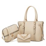 Women Fashion Casual Solid Color Bag Large Capacity Three-Piece Set Handbag - Image 8