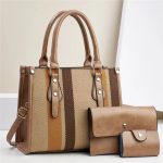 Wholesale Women Fashion Casual Color Block Large Capacity 3-Piece Set Handbag - Image 6