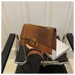 Women Fashion Versatile Square Chain Crocodile Gradient Color Shoulder Bag - Image 9