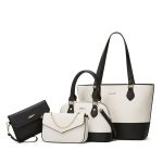 Wholesale Women Fashion Casual Color Block Tote Bag Four-Pieces Bag Set - Image 10