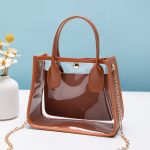 Wholesale Women Fashion Casual Transparent Pvc With Leather Chain Shoulder Bag - Image 8