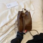 Wholesale Women Fashion Solid Color Woven Pu Bucket Shoulder Bag - Image 10