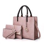Wholesale Women Fashion Casual Solid Color Handbag Three-Piece Bag Set - Image 2