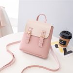 Wholesale Women Fashion Casual Contrast Color Double Buckle Backpack - Image 9