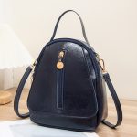 Wholesale Women Fashion Casual Solid Color Oil Wax Leather Backpack - Image 10