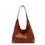 Women Fashion Casual Solid Color Pu Leather Large Capacity Tote Bag - Image 9