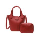 Wholesale Women Fashion Casual Solid Color Bucket HandBag Two-Piece Bag Set - Image 3