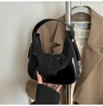 Wholesale Women Fashion Casual Solid Color Patent Leather Shoulder Bag - Image 10