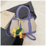 Women Fashion Splicing Pony Pendant Handbag - Image 10