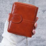 Vintage Wax Leather Zipper 2-Fold Wallet - Image 10