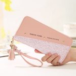 Zipper Stitching Contrast Color Tassel Rivet Purse - Image 6