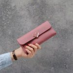 Wholesale Women Basic Heart Decoration Flap Design Solid Color PU Purse - Image 11