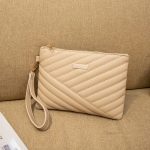 Women Fashion Solid Color Quilted Pu Square Handle Strap Phone Holder Bag Clutch - Image 10