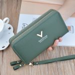 Women Fashion Simple Litchi Pattern Double Zipper Long Purses - Image 10