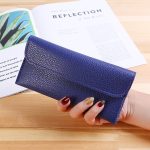Wholesale Women Long Large Capacity Solid Color Litchi Pattern Wallet Purse - Image 10