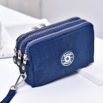 Women Fashion Solid Color Frosted Three-Layer Zipper Storage Purses - Image 10