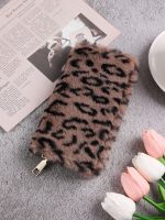 Women Fashion Creative Plush Leopard Zipper Long Purses - Image 10