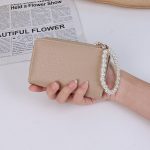 Women Fashion Solid Color Litchi Pattern Short Pearl Chain Multi-Card Coin Wallet - Image 10