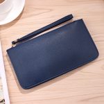Women Fashion Simple Solid Color Soft Double Layer Wallet