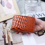 Women Fashion Solid Color Double Zipper Short Crocodile Pattern Multi-Card Wallets - Image 10