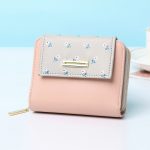 Women Basic Flower Pattern Buckle Zipper Design PU Wallet - Image 9