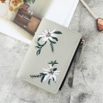 Women Fashion Embroidered Floral Ornament Buckle Vertical Check Wallet - Image 15