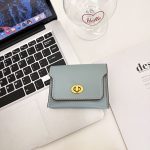 Women Fashion Simple Solid Color Lock Mini Pu Wallet - Image 10