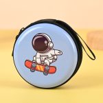 Women Cartoon Astronaut Round Mini Tinplate Zipper Wallet - Image 10