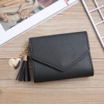 Wholesale Women Fashion Simple Solid Color Tassel Pendant Three-Fold Wallet - Image 10