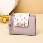 Wholesale Women Fashion Leaf Print Tassel Pendant Square Mini Wallet - Image 10