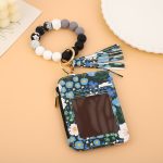 Wholesale Women Fashion Floral Printed Silicone Bead Bracelet Keychain Card Bag - Image 7