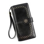Wholesale Women Fashion Elegant Solid Color Oil Wax Leather Zipper Long Wallet - Image 9