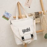 Wholesale Student Campus Large-Capacity Square Canvas Shoulder Tote Bag Letter Shopping Bag - Image 20
